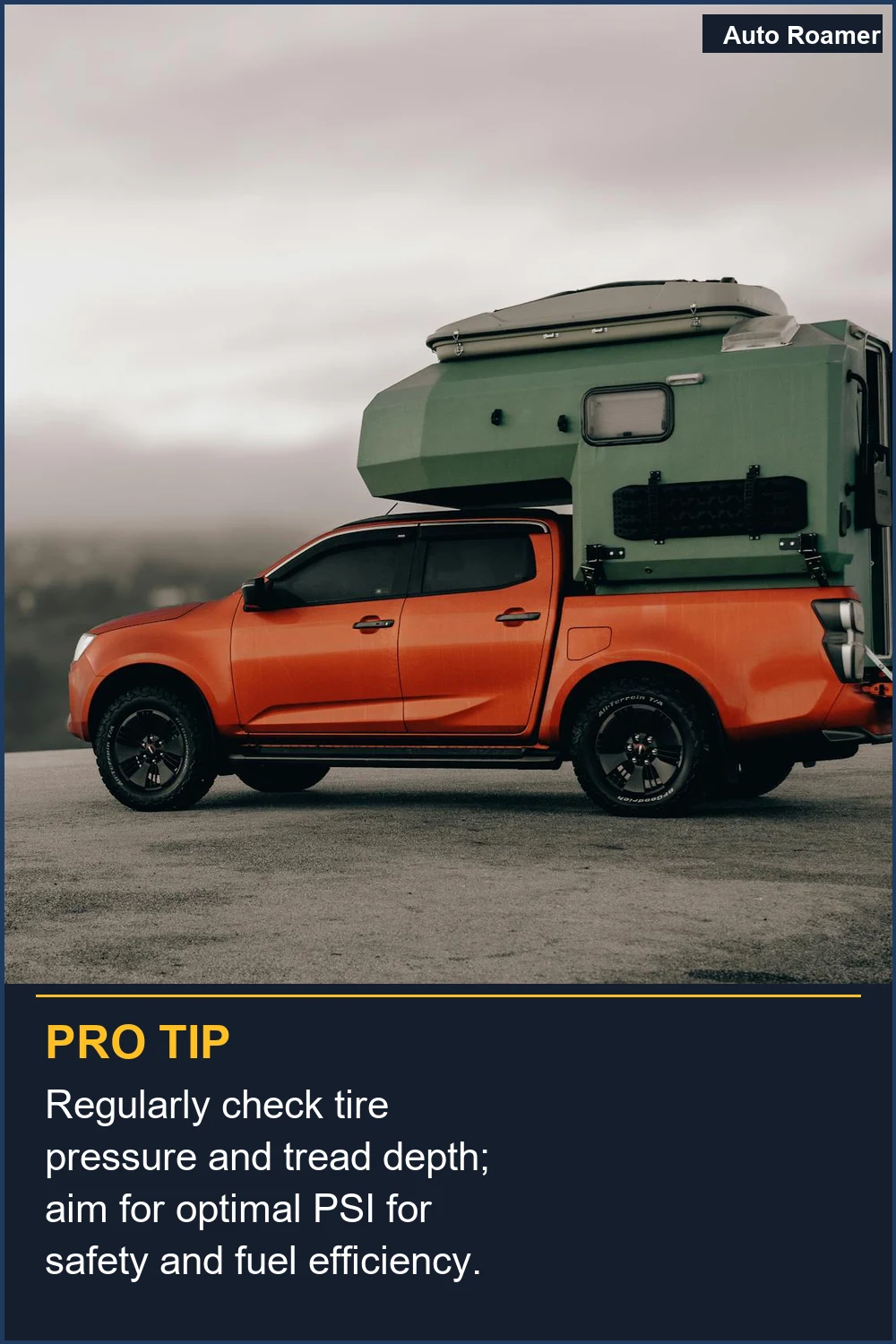 Regularly check tire pressure and tread depth; aim for optimal PSI for safety and fuel efficiency.