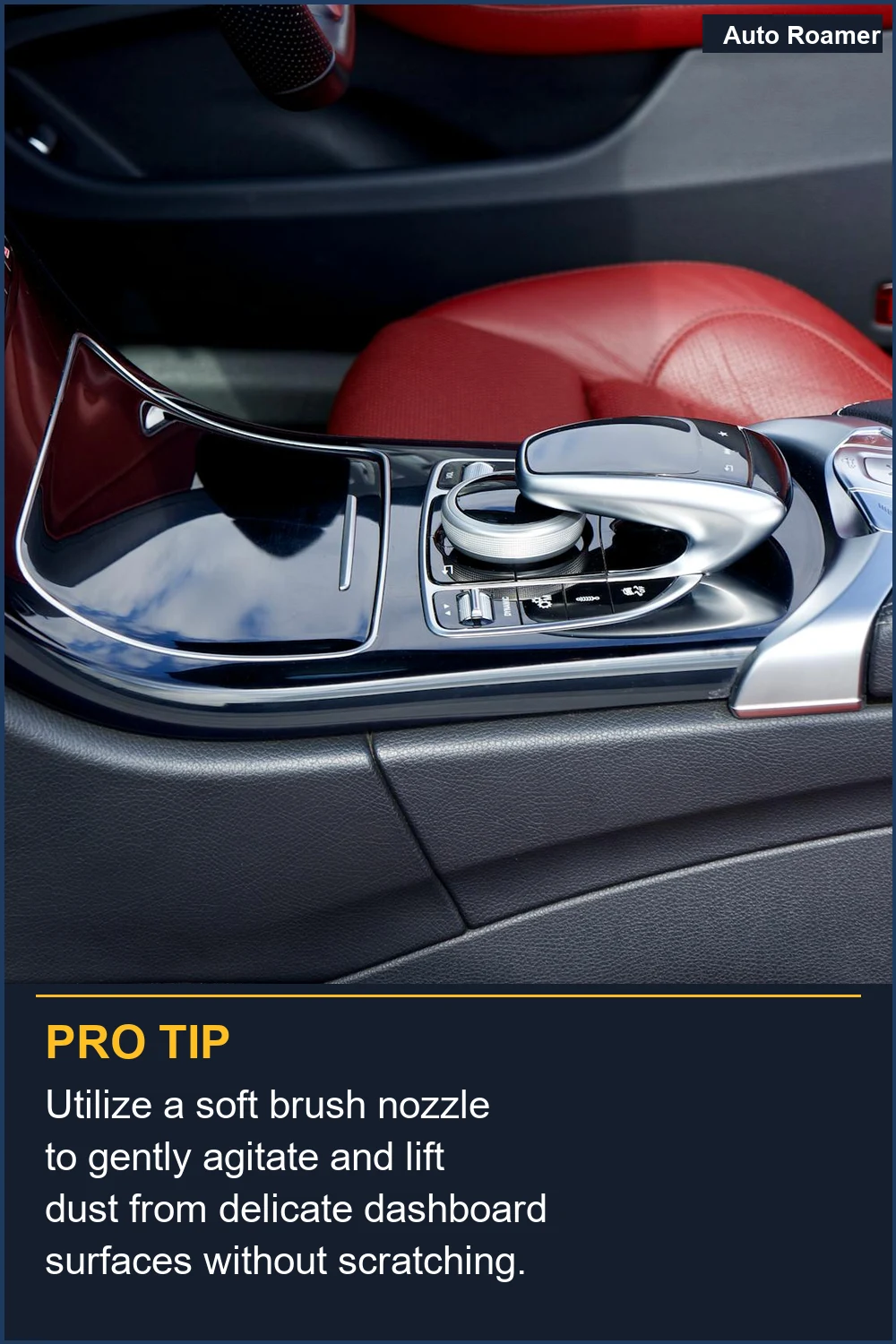 Utilize a soft brush nozzle to gently agitate and lift dust from delicate dashboard surfaces without scratching.