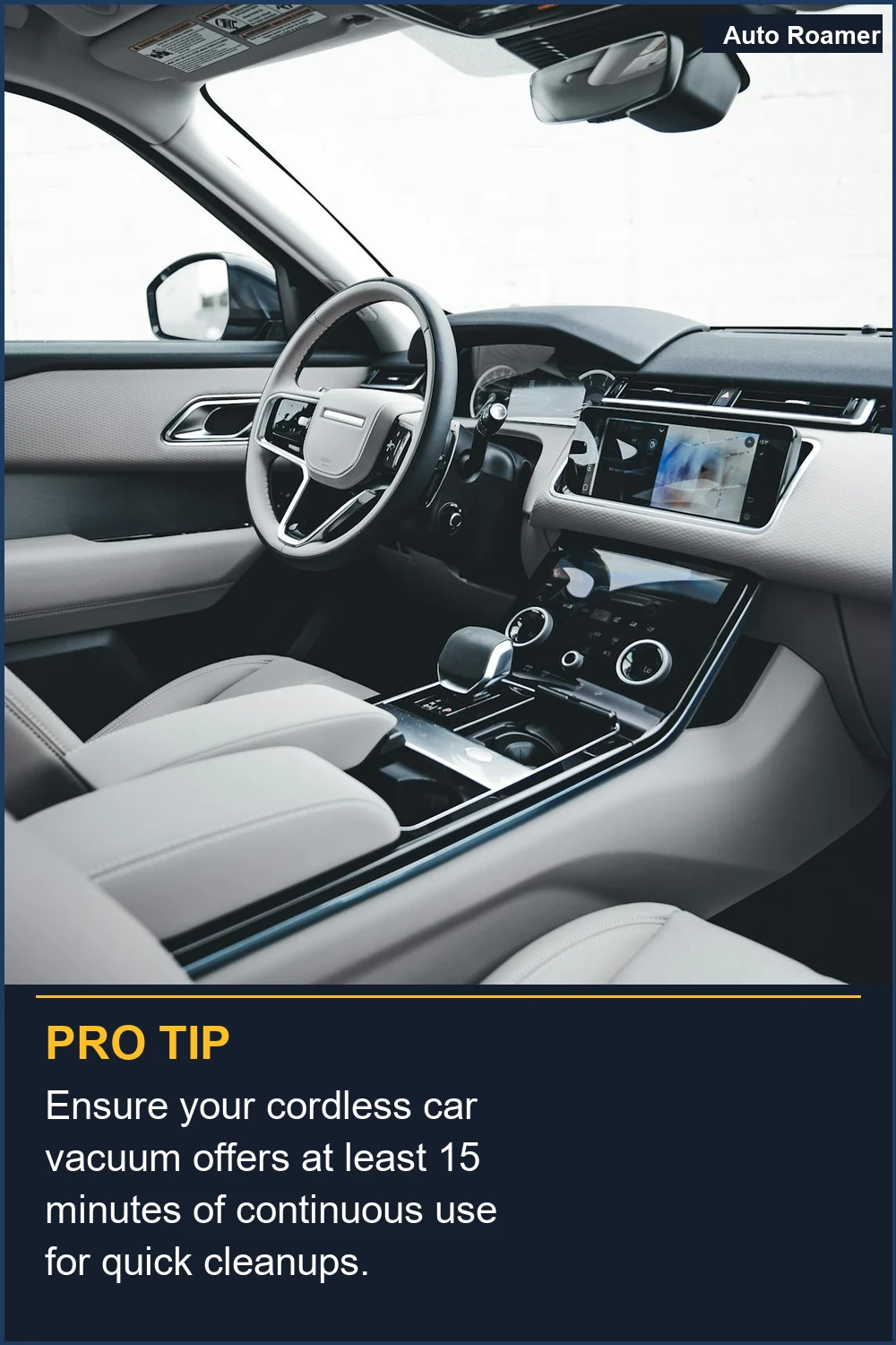 Asegúrate de que tu aspirador de coche sin cable ofrezca al menos 15 minutos de uso continuo para limpiezas rápidas.