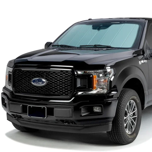 Covercraft UVS100 windshield sun shade on a pickup truck