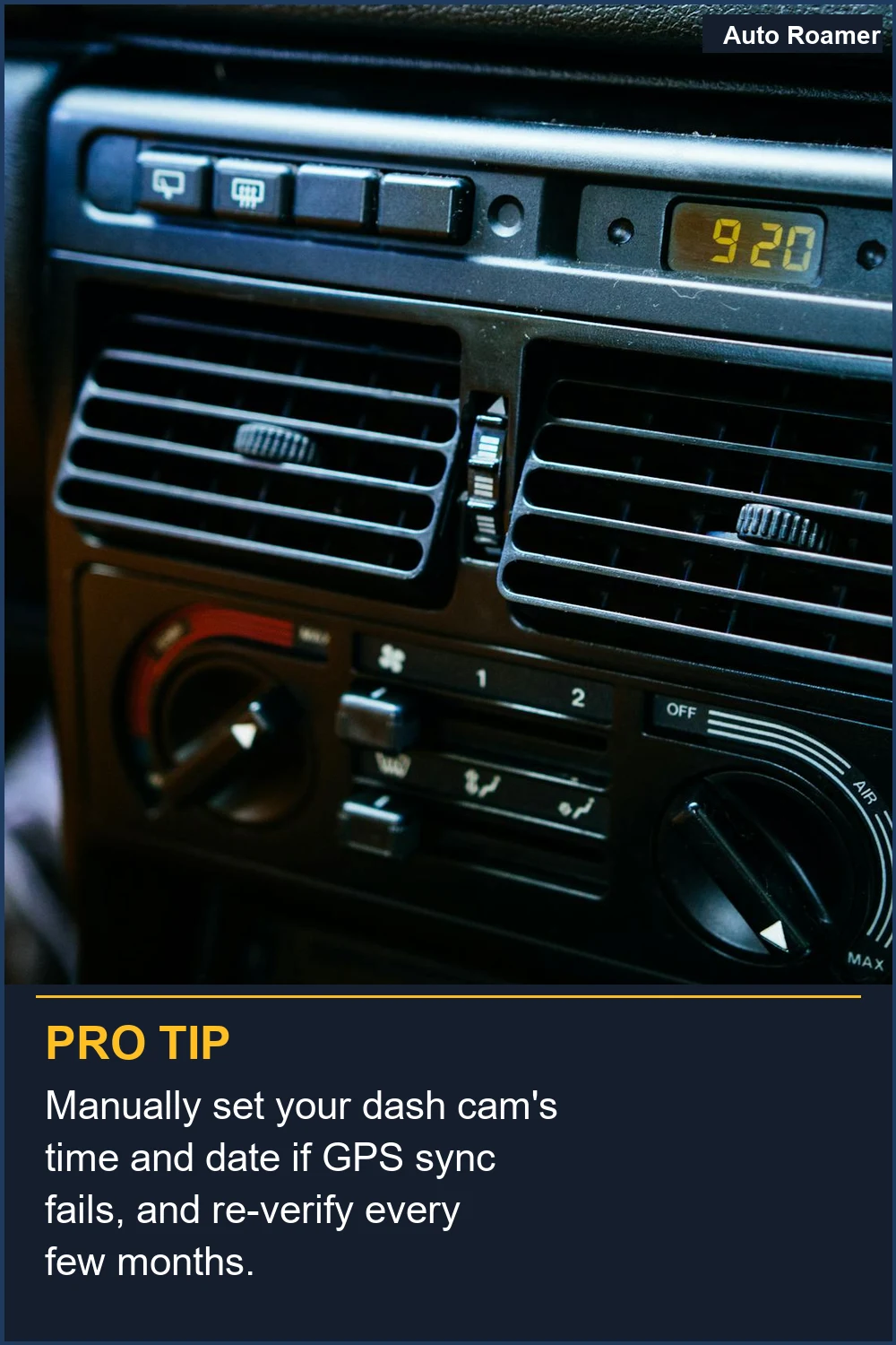 Manually set your dash cam's time and date if GPS sync fails, and re-verify every few months.