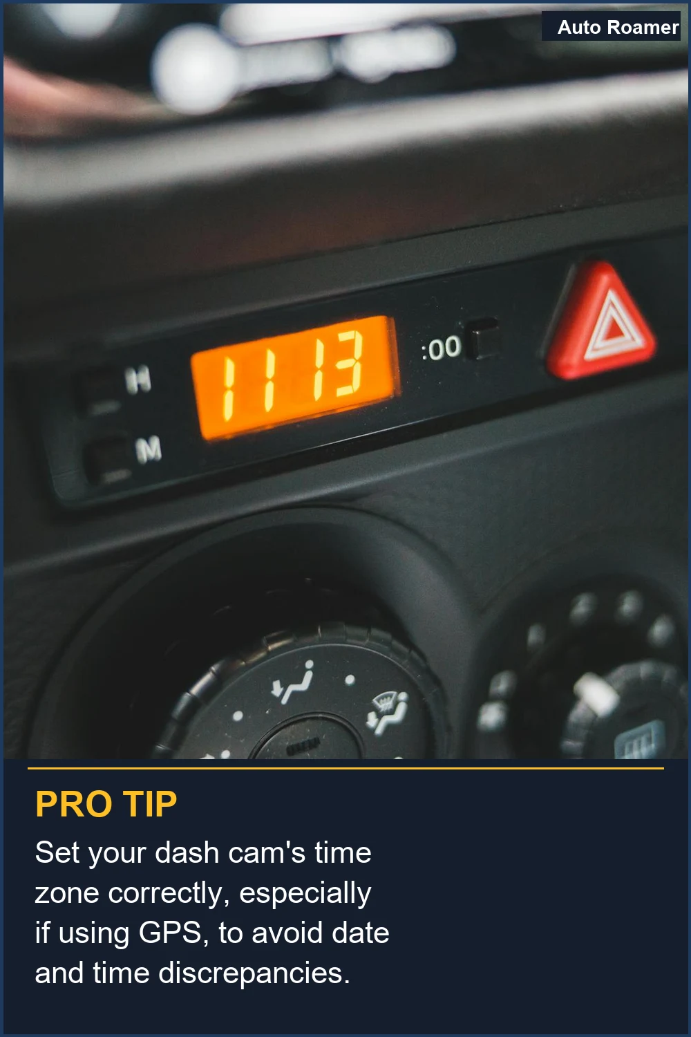 Set your dash cam's time zone correctly, especially if using GPS, to avoid date and time discrepancies.