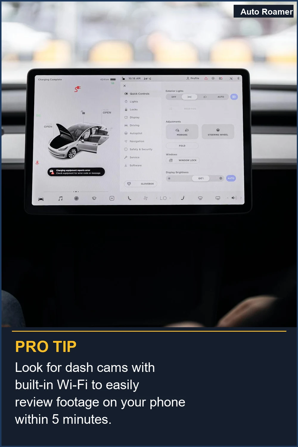Look for dash cams with built-in Wi-Fi to easily review footage on your phone within 5 minutes.
