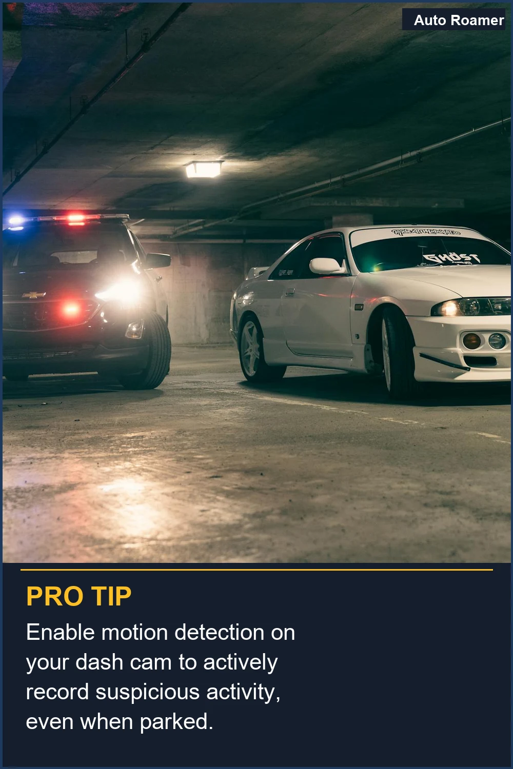 Enable motion detection on your dash cam to actively record suspicious activity, even when parked.