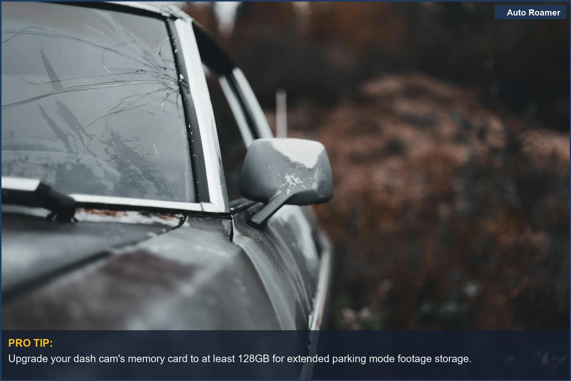 Close-up of a damaged vintage car, underscoring the importance of parking mode for protecting your camper van investment.