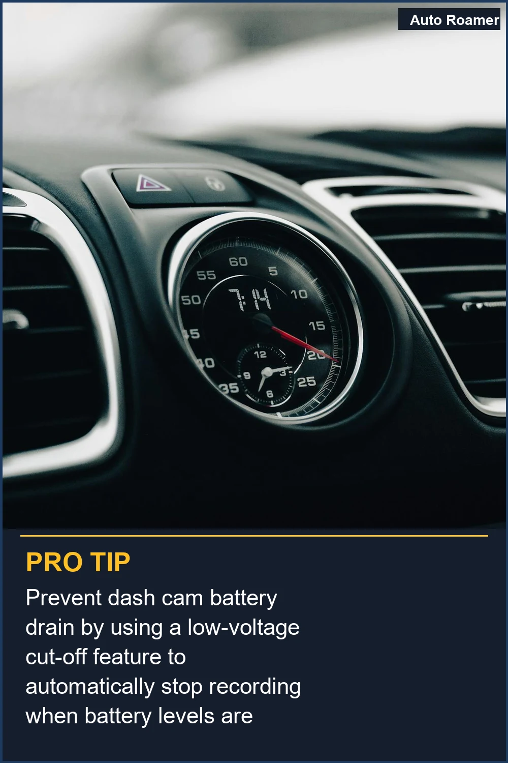 Prevent dash cam battery drain by using a low-voltage cut-off feature to automatically stop recording when battery levels are critical.