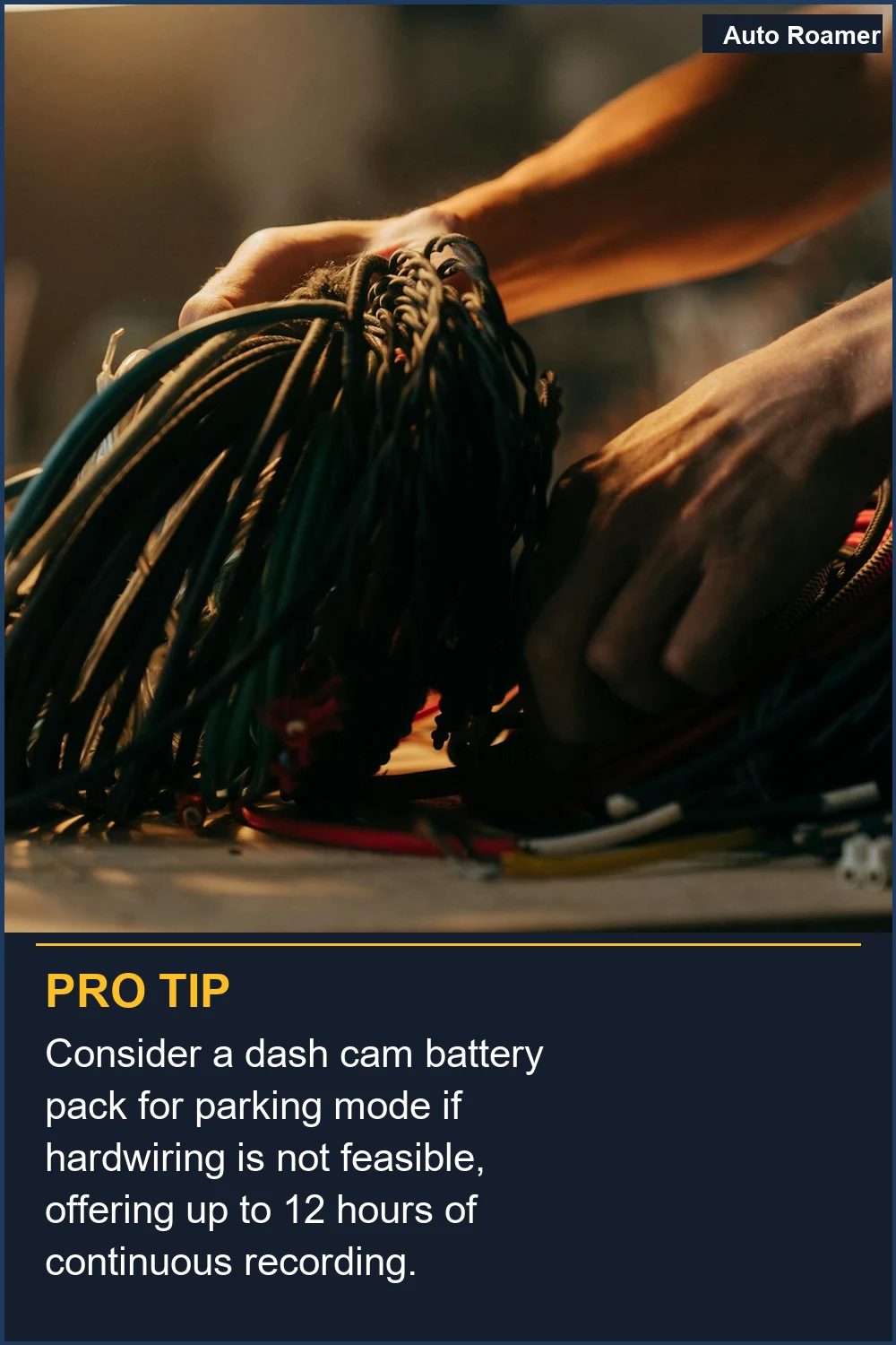 Consider a dash cam battery pack for parking mode if hardwiring is not feasible, offering up to 12 hours of continuous recording.