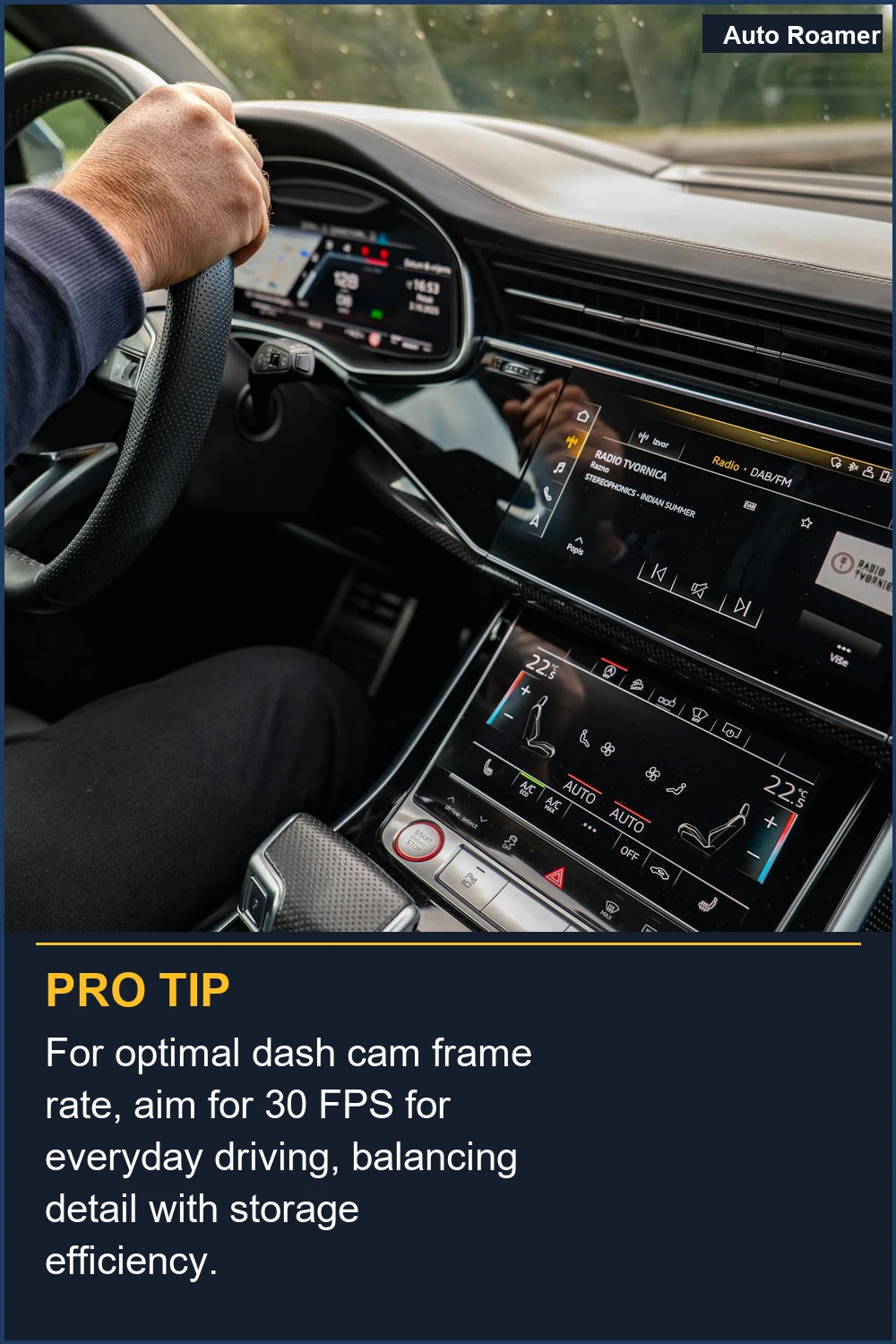 For optimal dash cam frame rate, aim for 30 FPS for everyday driving, balancing detail with storage efficiency.