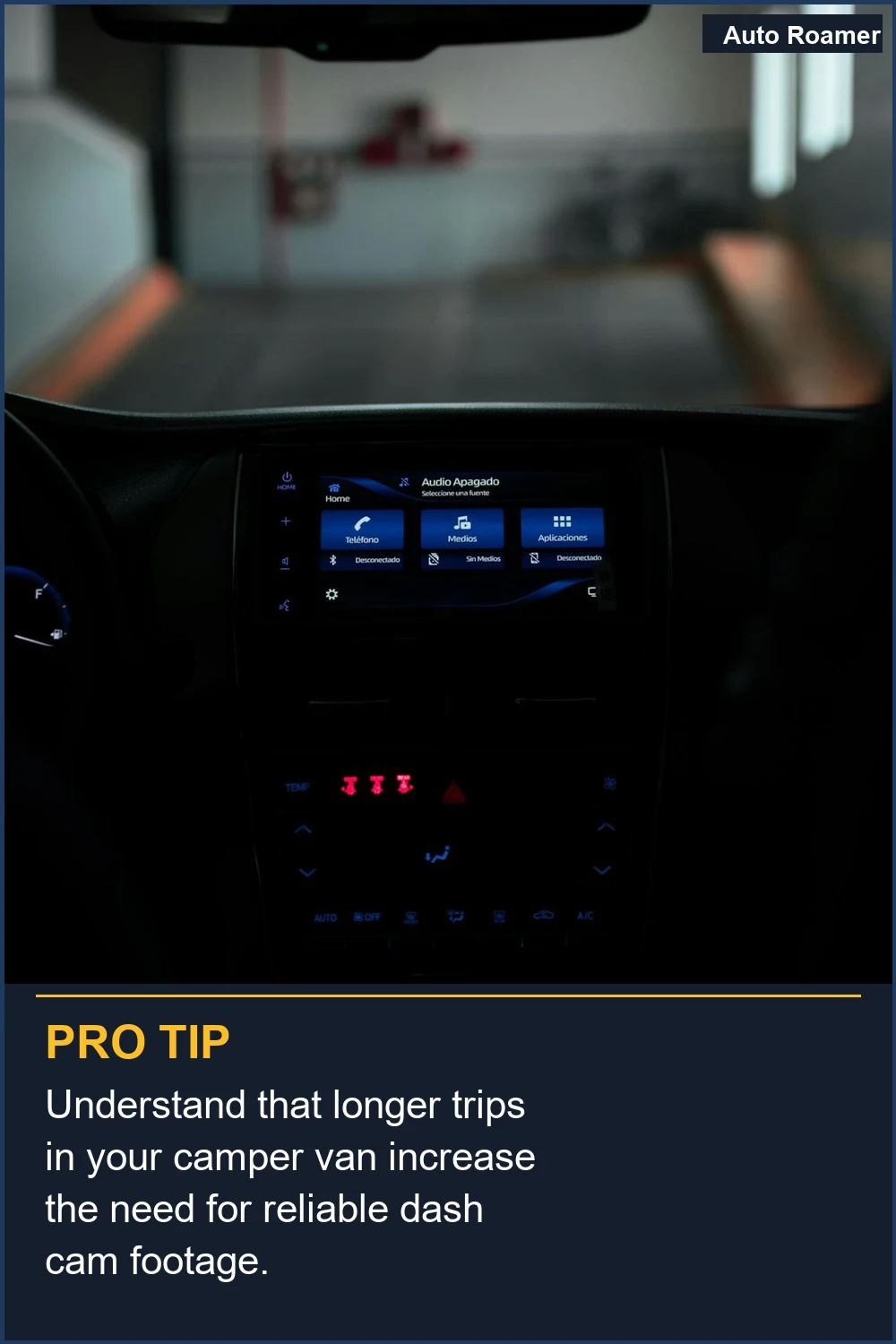 Comprende que los viajes más largos en tu furgoneta camper aumentan la necesidad de imágenes fiables de la dash cam.