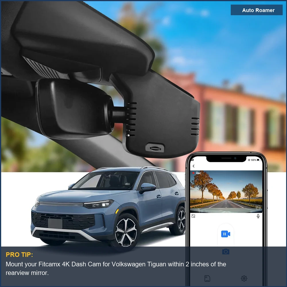 Fitcamx 4K Dash Cam for Volkswagen Tiguan MK3 2024-2026