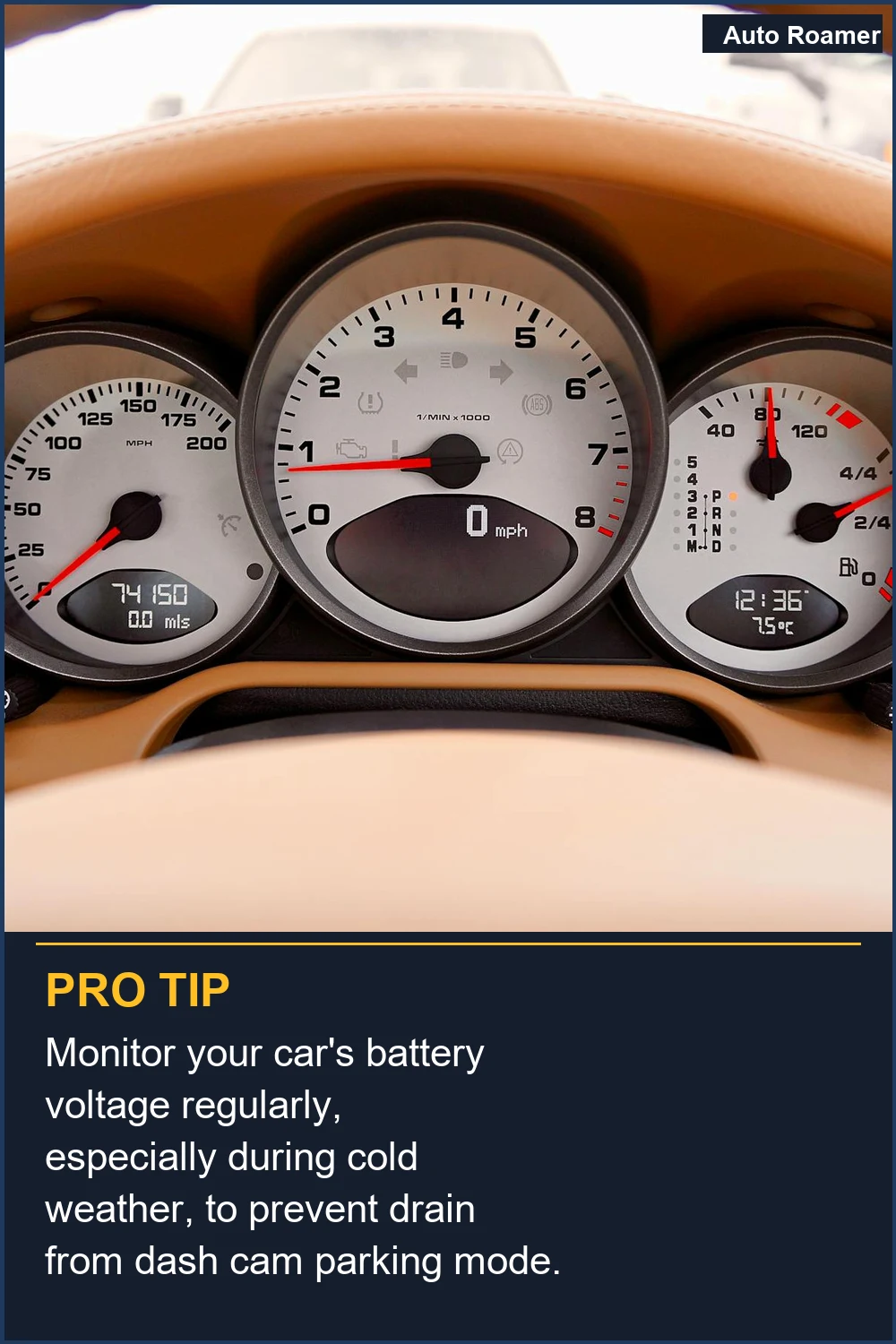 Monitor your car's battery voltage regularly, especially during cold weather, to prevent drain from dash cam parking mode.