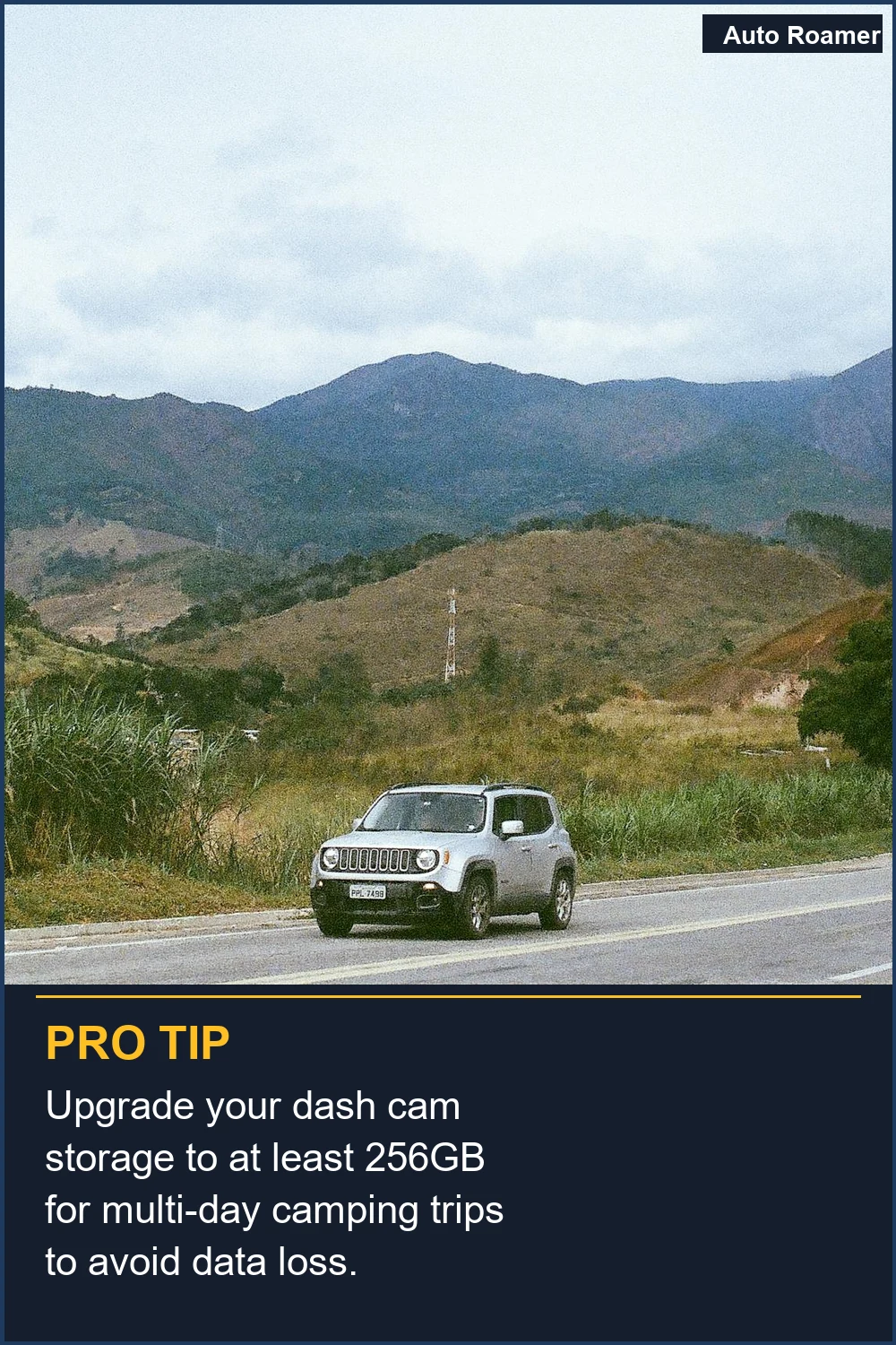 Upgrade your dash cam storage to at least 256GB for multi-day camping trips to avoid data loss.