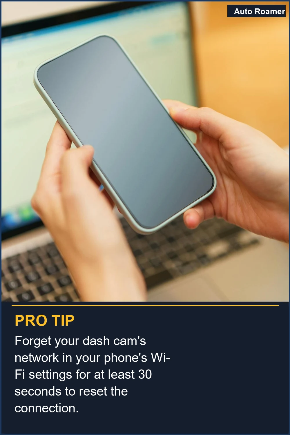 Forget your dash cam's network in your phone's Wi-Fi settings for at least 30 seconds to reset the connection.