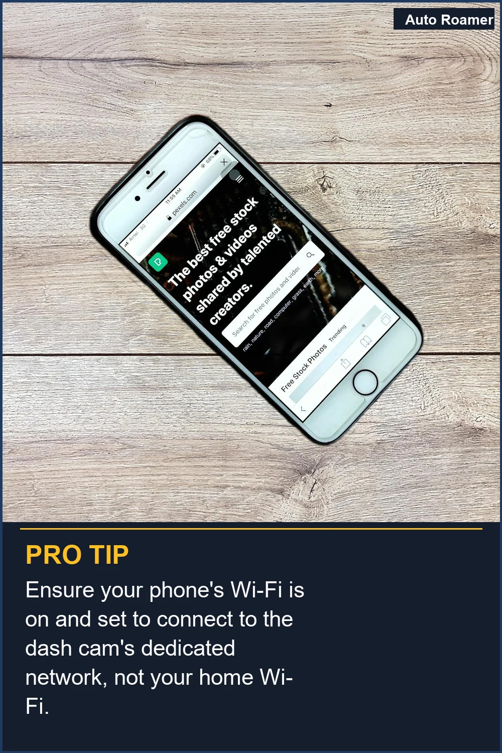 Ensure your phone's Wi-Fi is on and set to connect to the dash cam's dedicated network, not your home Wi-Fi.