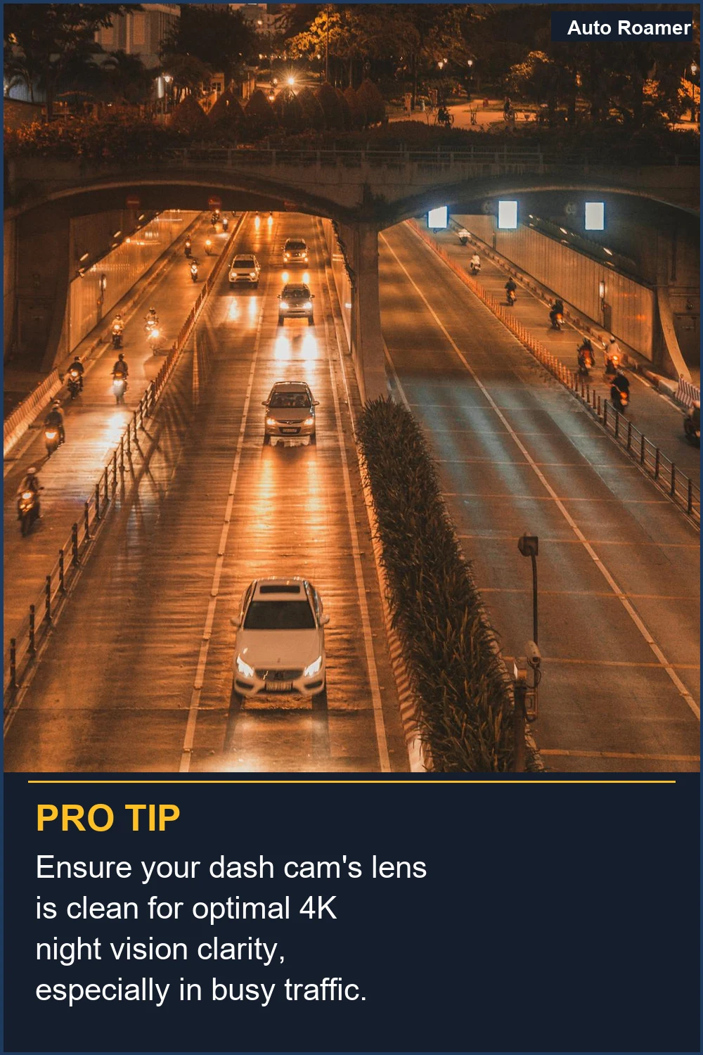 Ensure your dash cam's lens is clean for optimal 4K night vision clarity, especially in busy traffic.