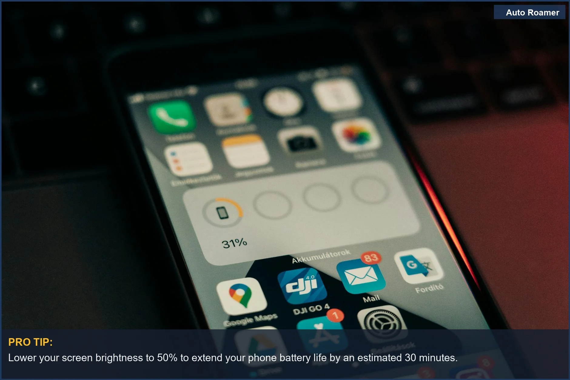 Pantalla de smartphone mostrando un nivel de batería del 31% entre varias aplicaciones, una imagen del consumo de batería del teléfono.