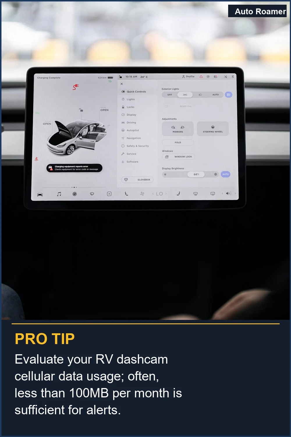 Evaluate your RV dashcam cellular data usage; often, less than 100MB per month is sufficient for alerts.