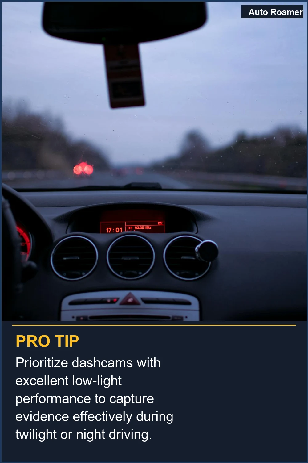 Prioritize dashcams with excellent low-light performance to capture evidence effectively during twilight or night driving.
