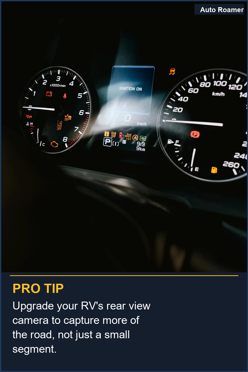 Upgrade your RV's rear view camera to capture more of the road, not just a small segment.