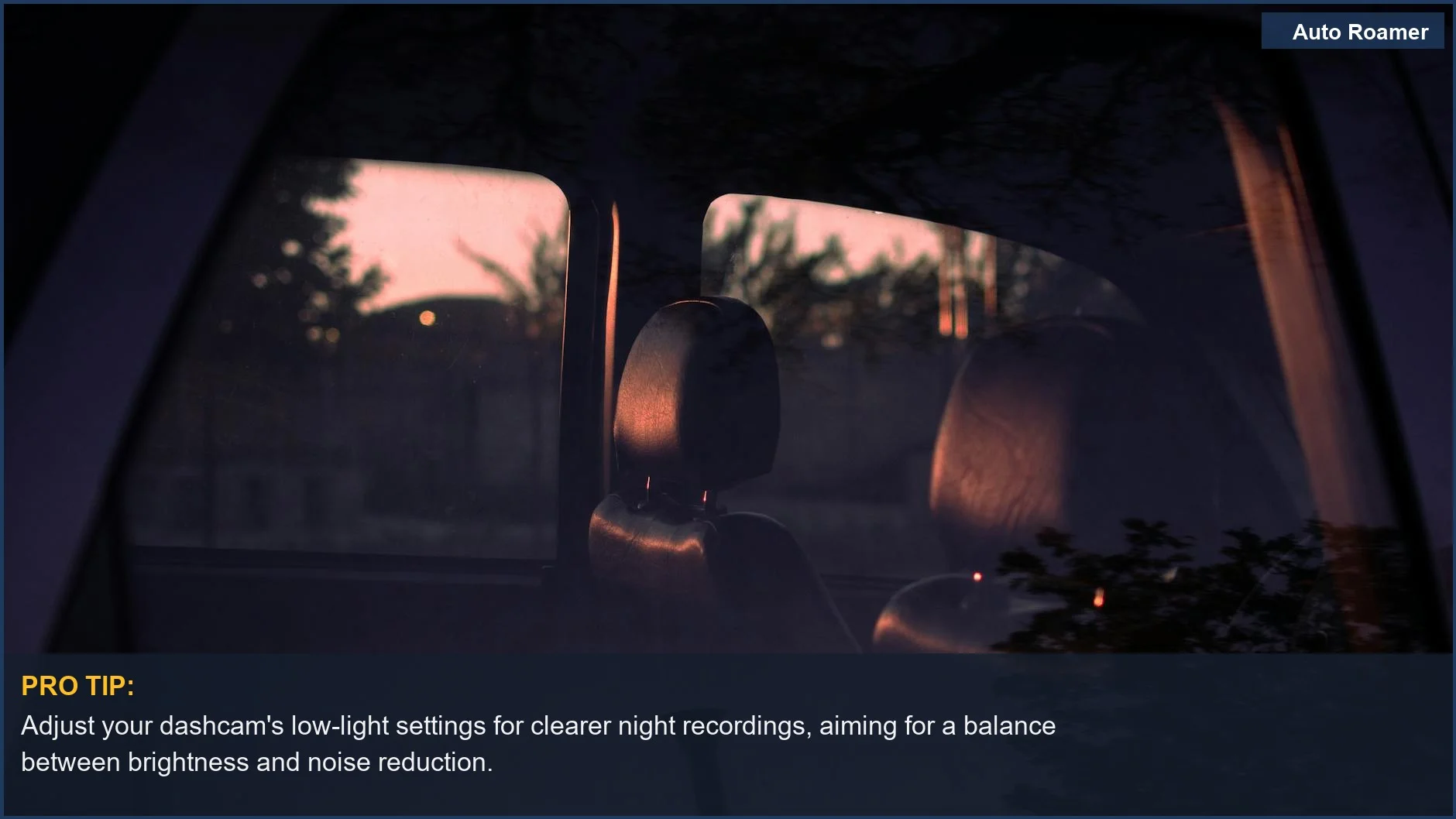 Moody car interior at twilight with soft lighting, showing potential for blurry dashcam recordings.