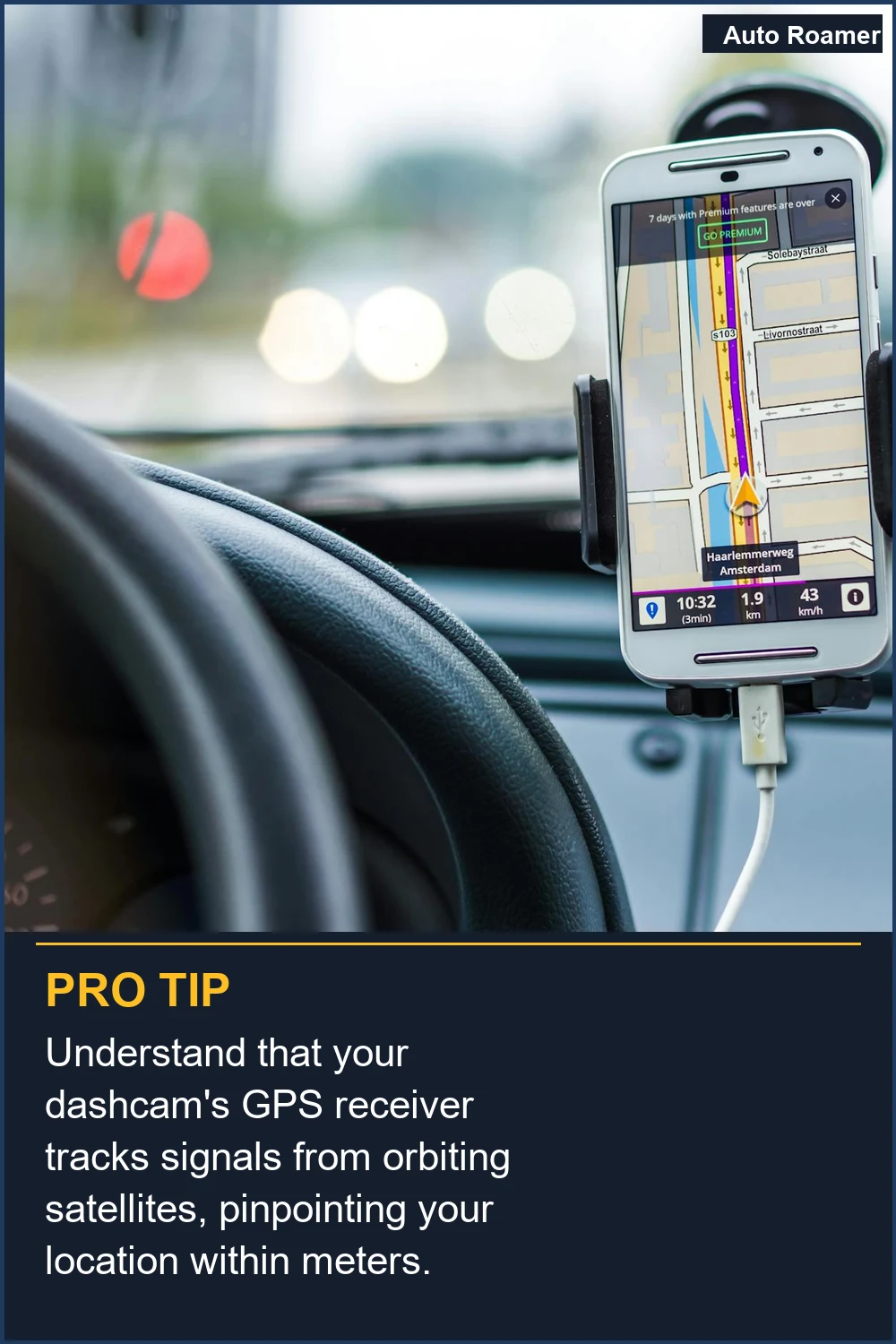 Understand that your dashcam's GPS receiver tracks signals from orbiting satellites, pinpointing your location within meters.
