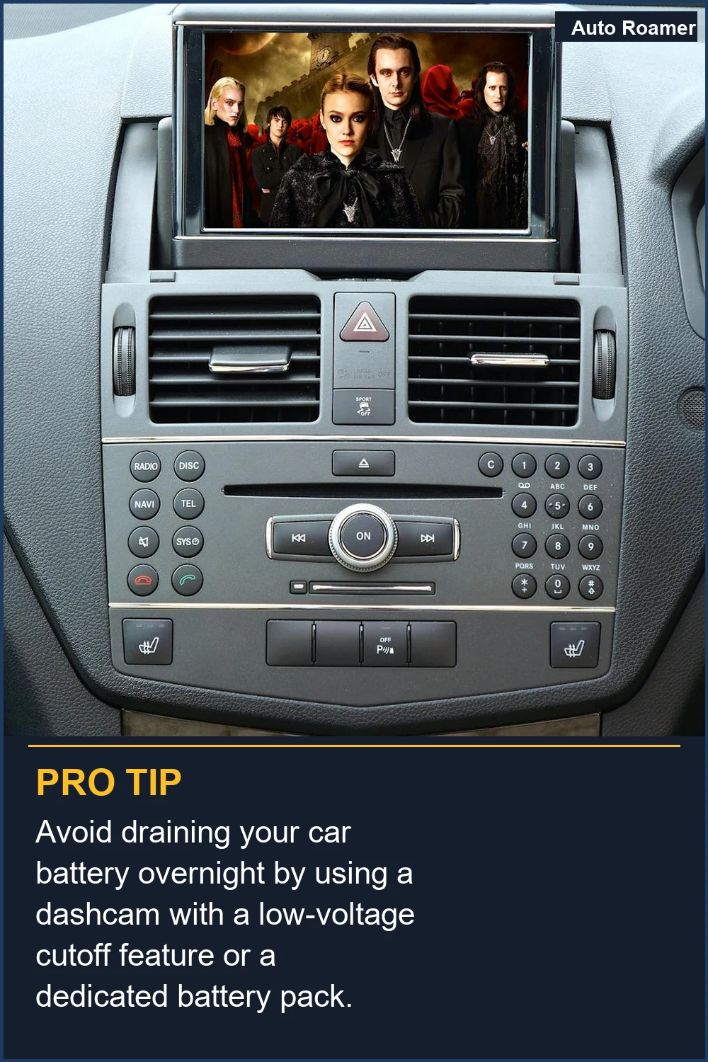 Avoid draining your car battery overnight by using a dashcam with a low-voltage cutoff feature or a dedicated battery pack.