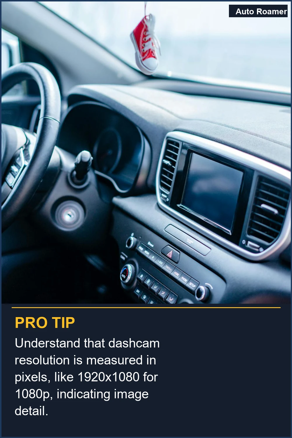 Understand that dashcam resolution is measured in pixels, like 1920x1080 for 1080p, indicating image detail.