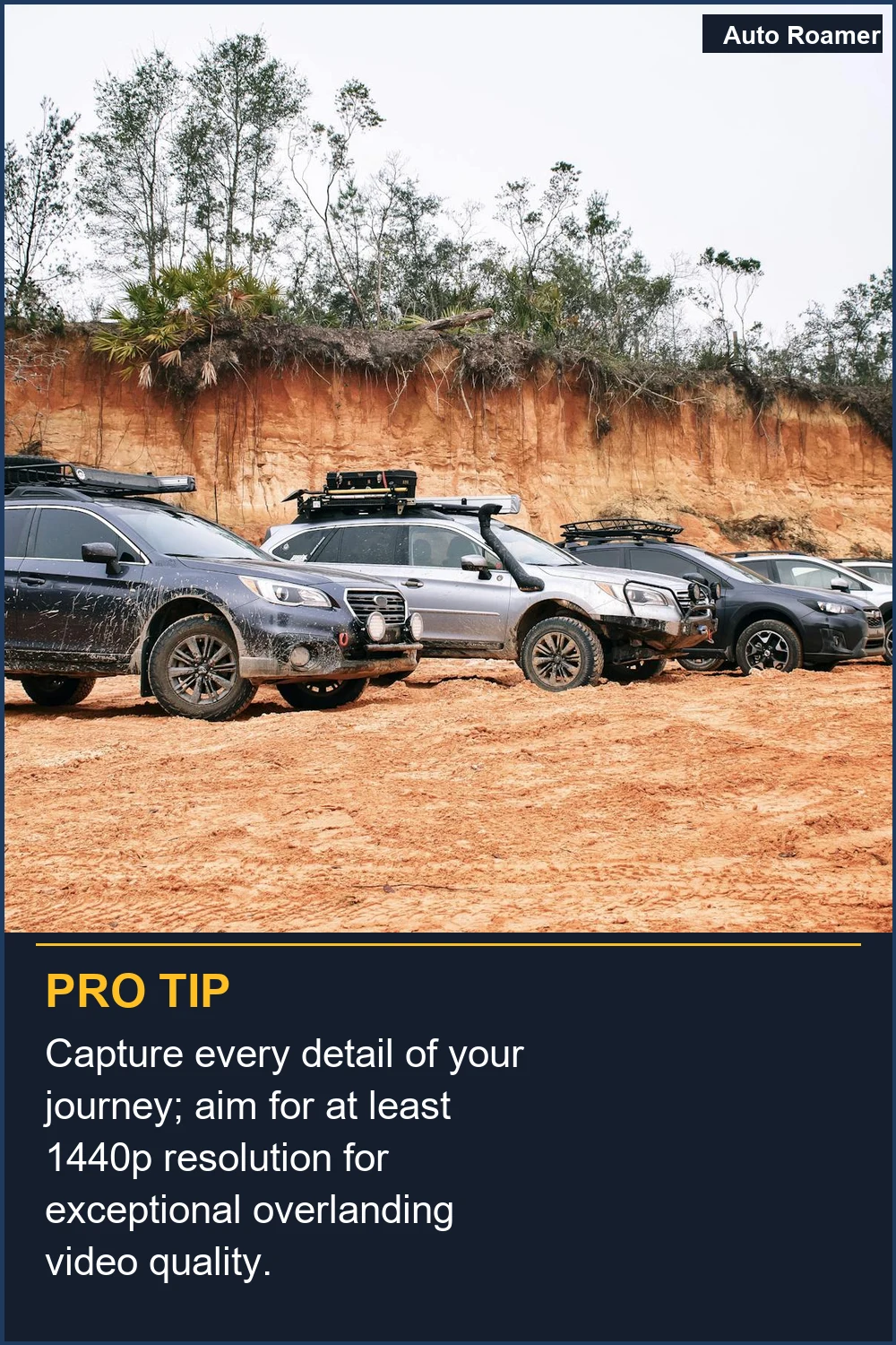 Capture every detail of your journey; aim for at least 1440p resolution for exceptional overlanding video quality.