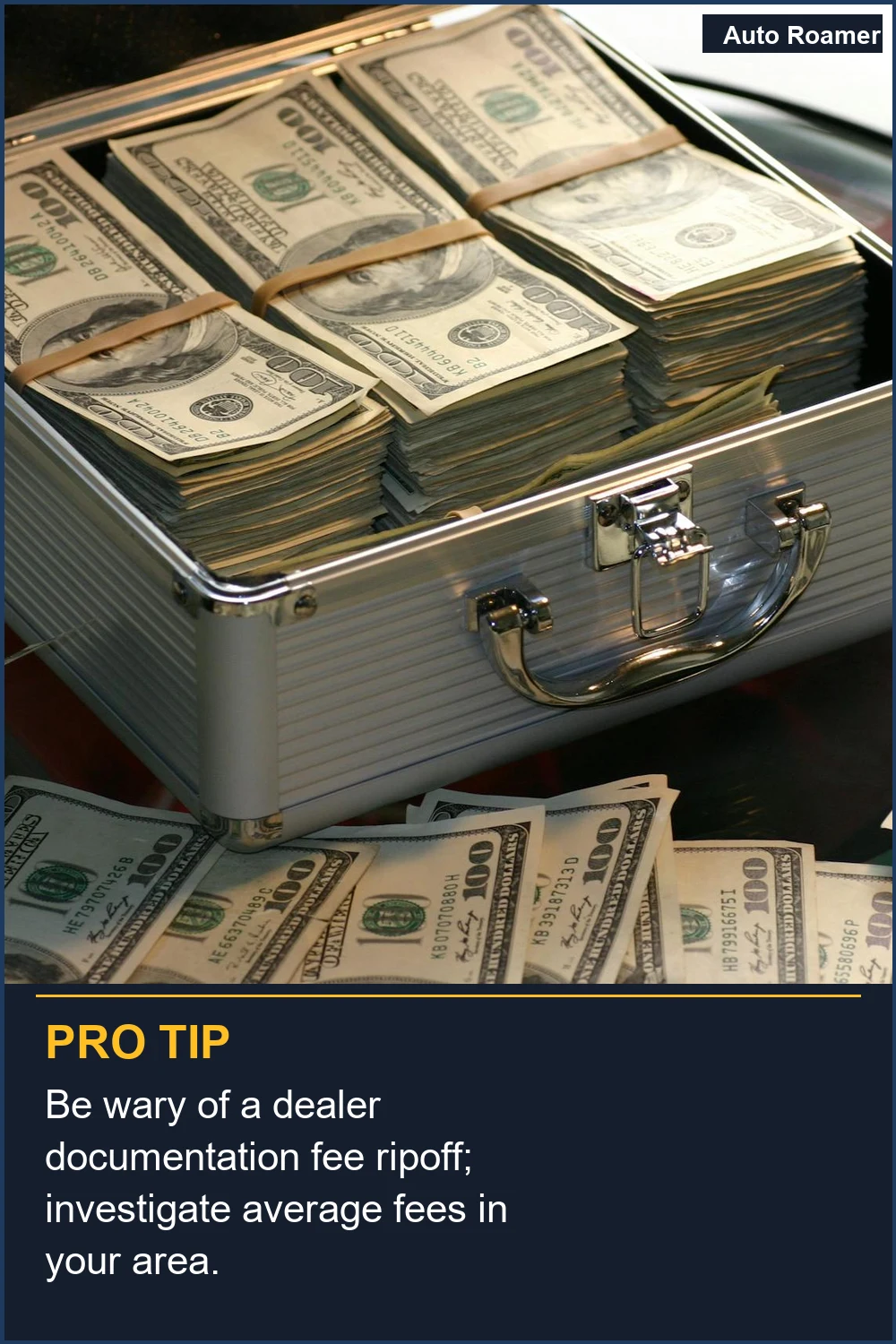 Be wary of a dealer documentation fee ripoff; investigate average fees in your area.