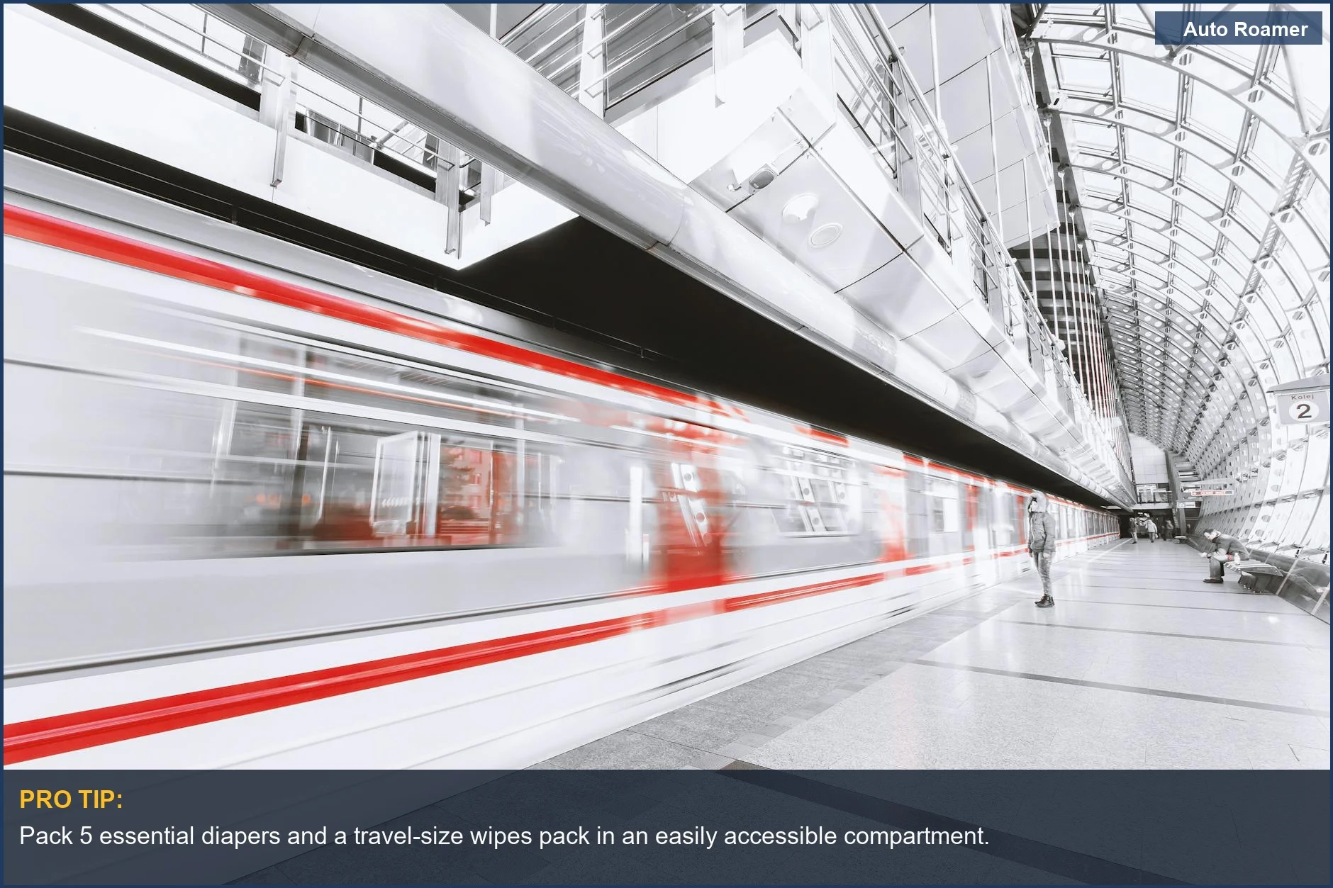 Viajar en tren de alta velocidad con un bebé requiere un equipaje de viaje para bebés eficiente para un acceso rápido a lo esencial.