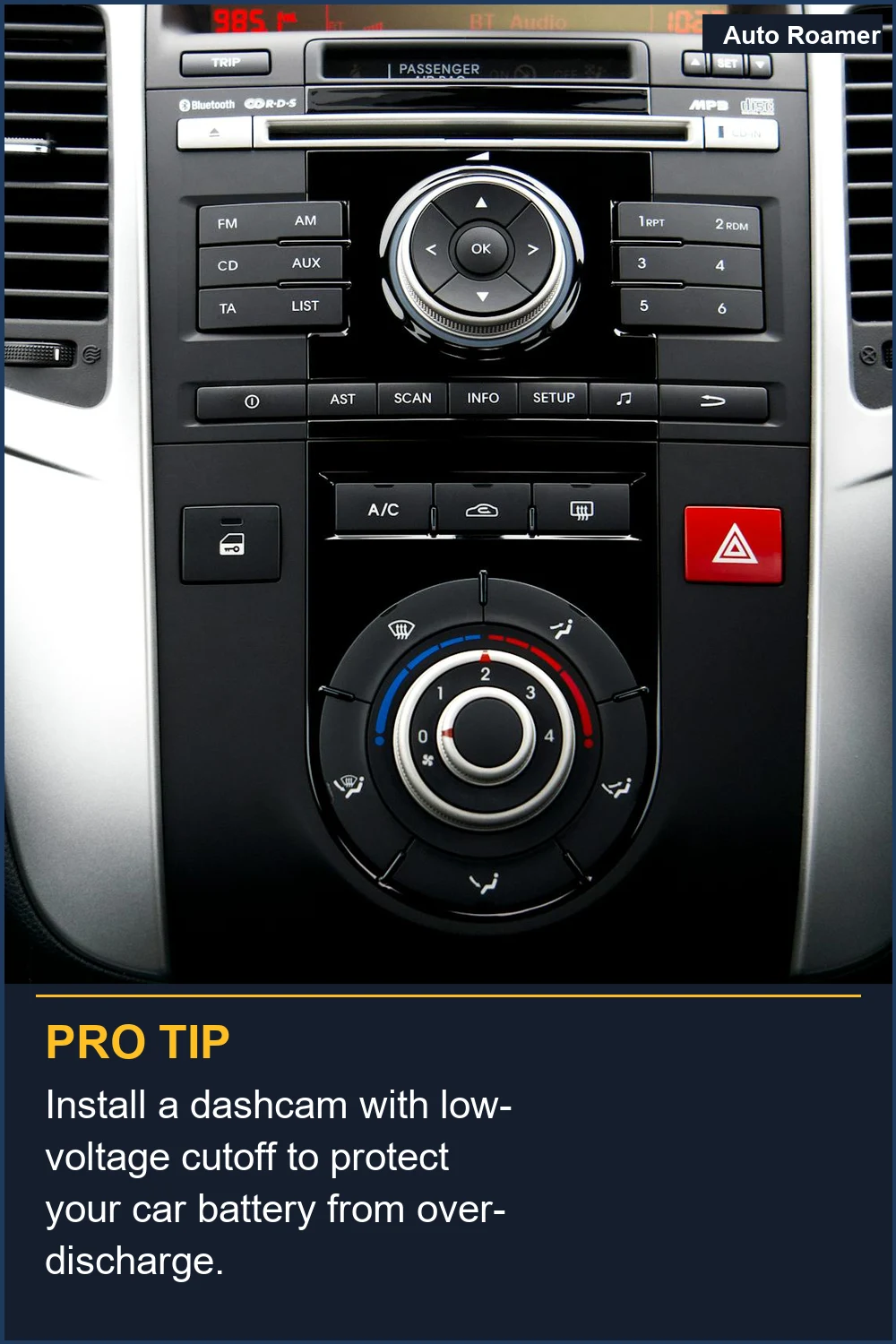 Install a dashcam with low-voltage cutoff to protect your car battery from over-discharge.