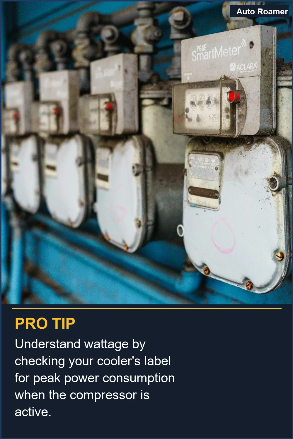 Understand wattage by checking your cooler's label for peak power consumption when the compressor is active.