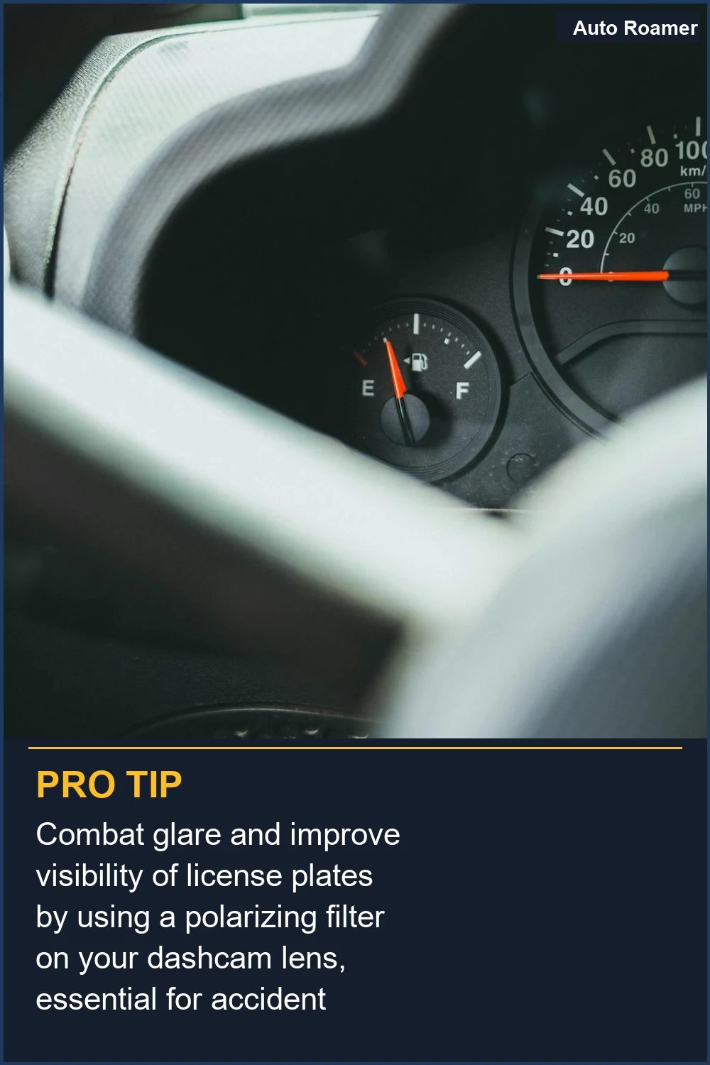 Combat glare and improve visibility of license plates by using a polarizing filter on your dashcam lens, essential for accident footage.