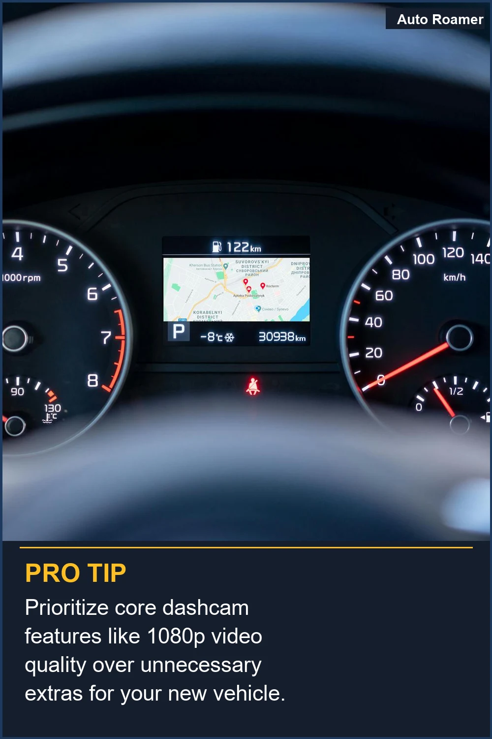Prioriza las características principales de la dashcam, como la calidad de video 1080p, sobre extras innecesarios para tu nuevo vehículo.