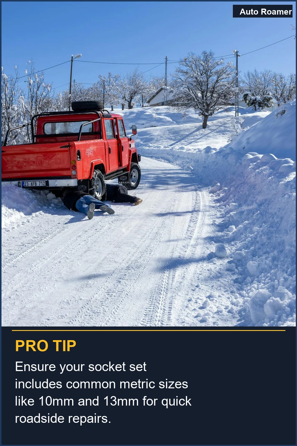 Ensure your socket set includes common metric sizes like 10mm and 13mm for quick roadside repairs.