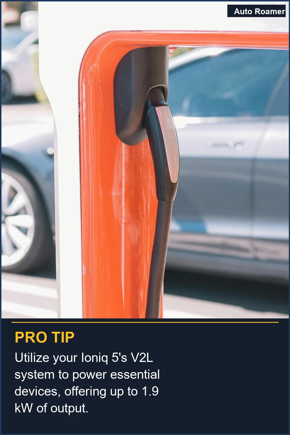 Utilize your Ioniq 5's V2L system to power essential devices, offering up to 1.9 kW of output.