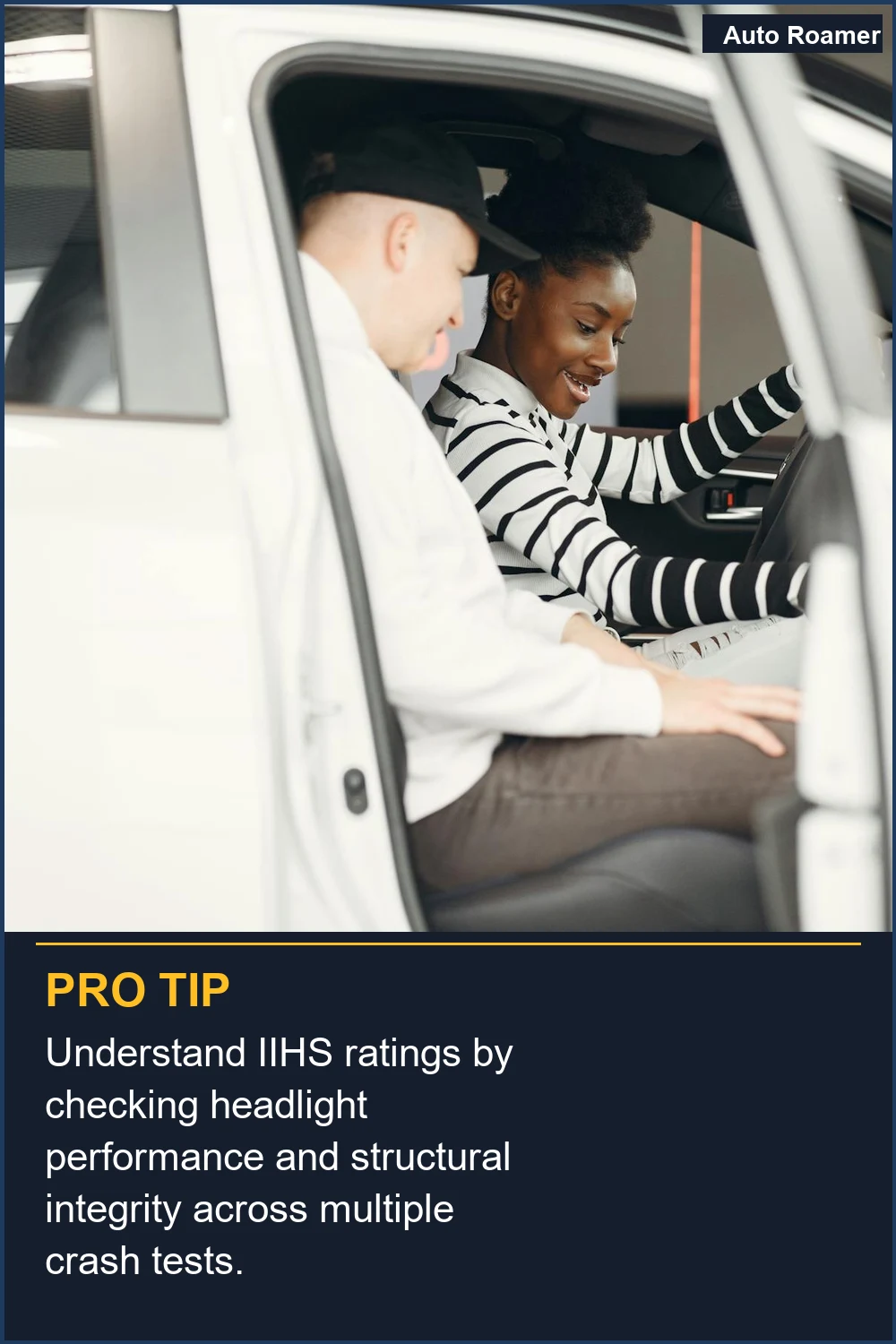 Understand IIHS ratings by checking headlight performance and structural integrity across multiple crash tests.