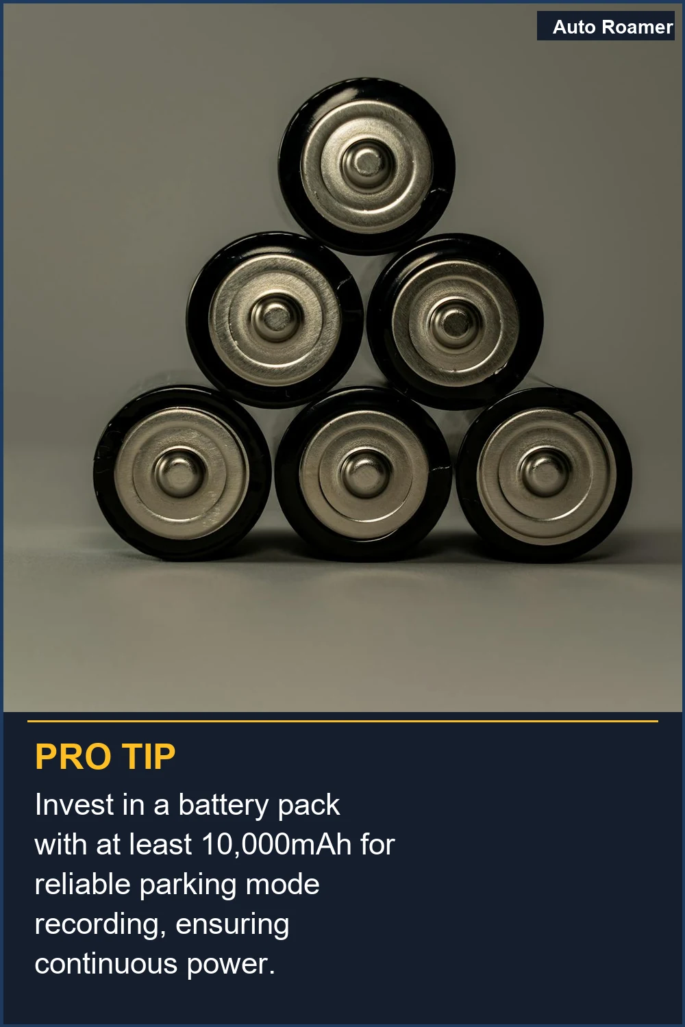 Invest in a battery pack with at least 10,000mAh for reliable parking mode recording, ensuring continuous power.
