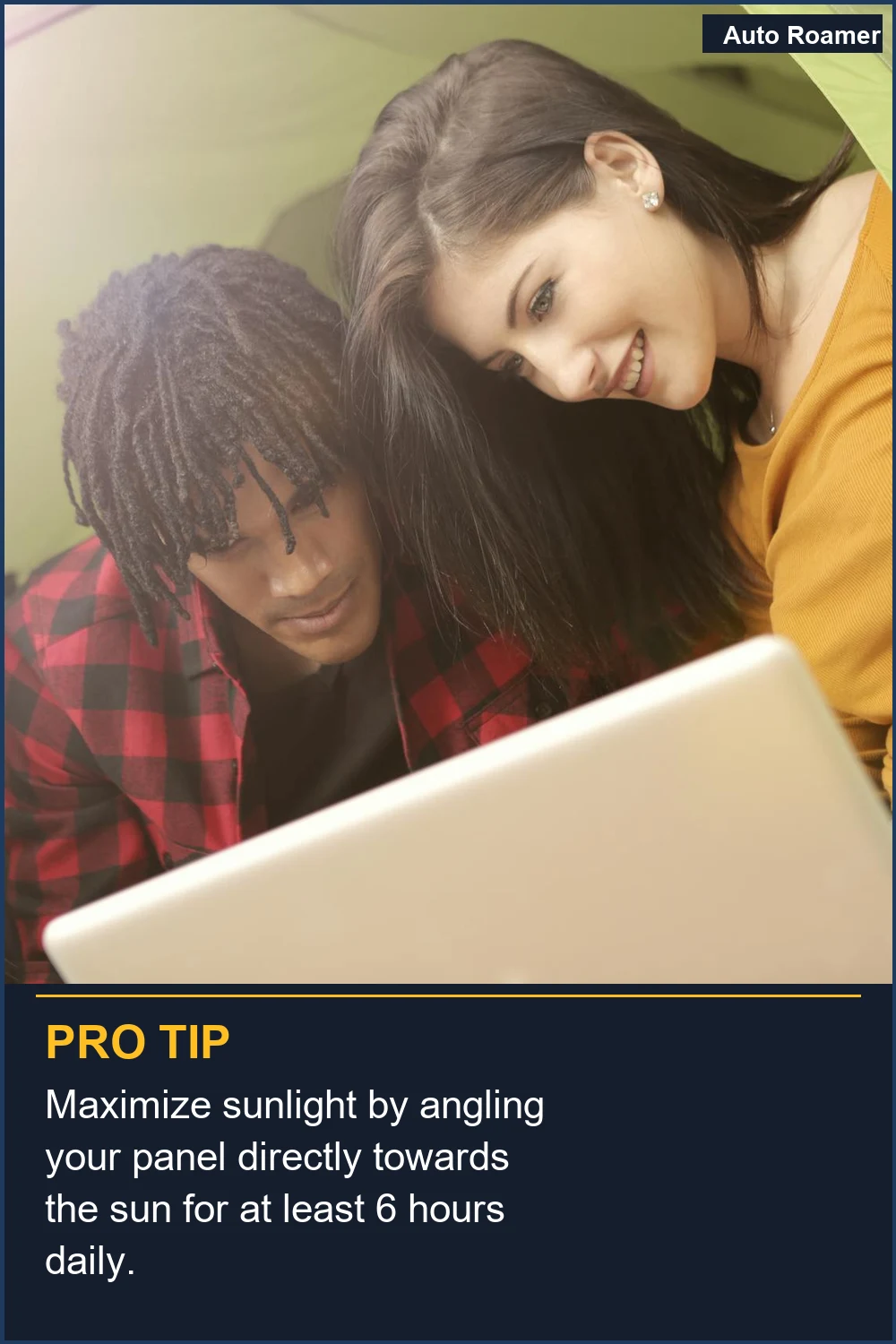 Maximize sunlight by angling your panel directly towards the sun for at least 6 hours daily.