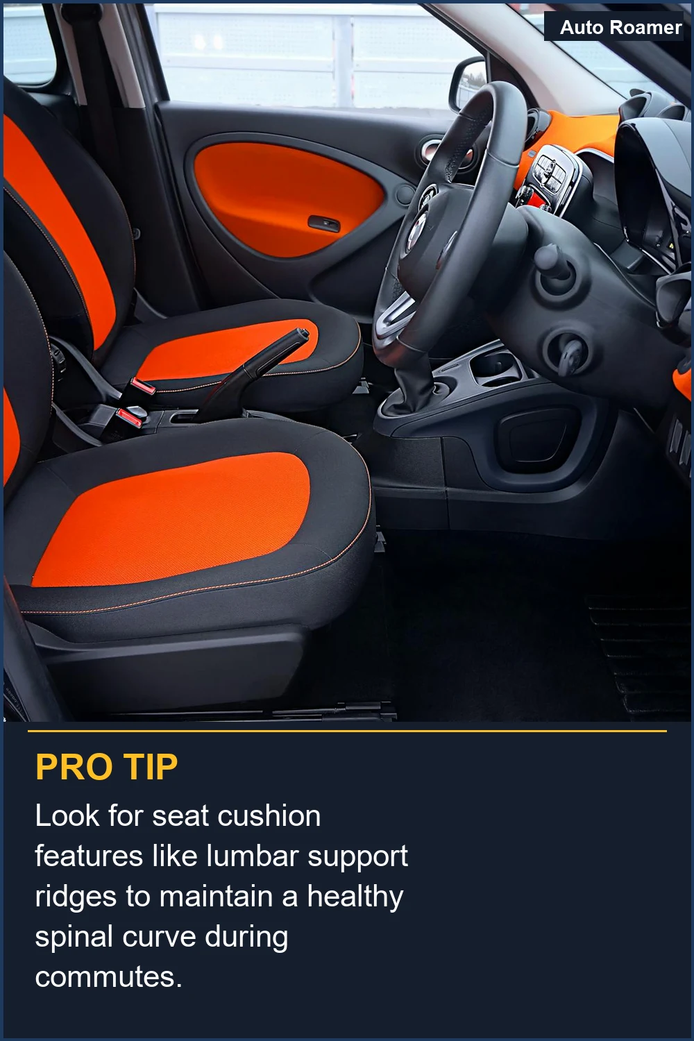 Look for seat cushion features like lumbar support ridges to maintain a healthy spinal curve during commutes.