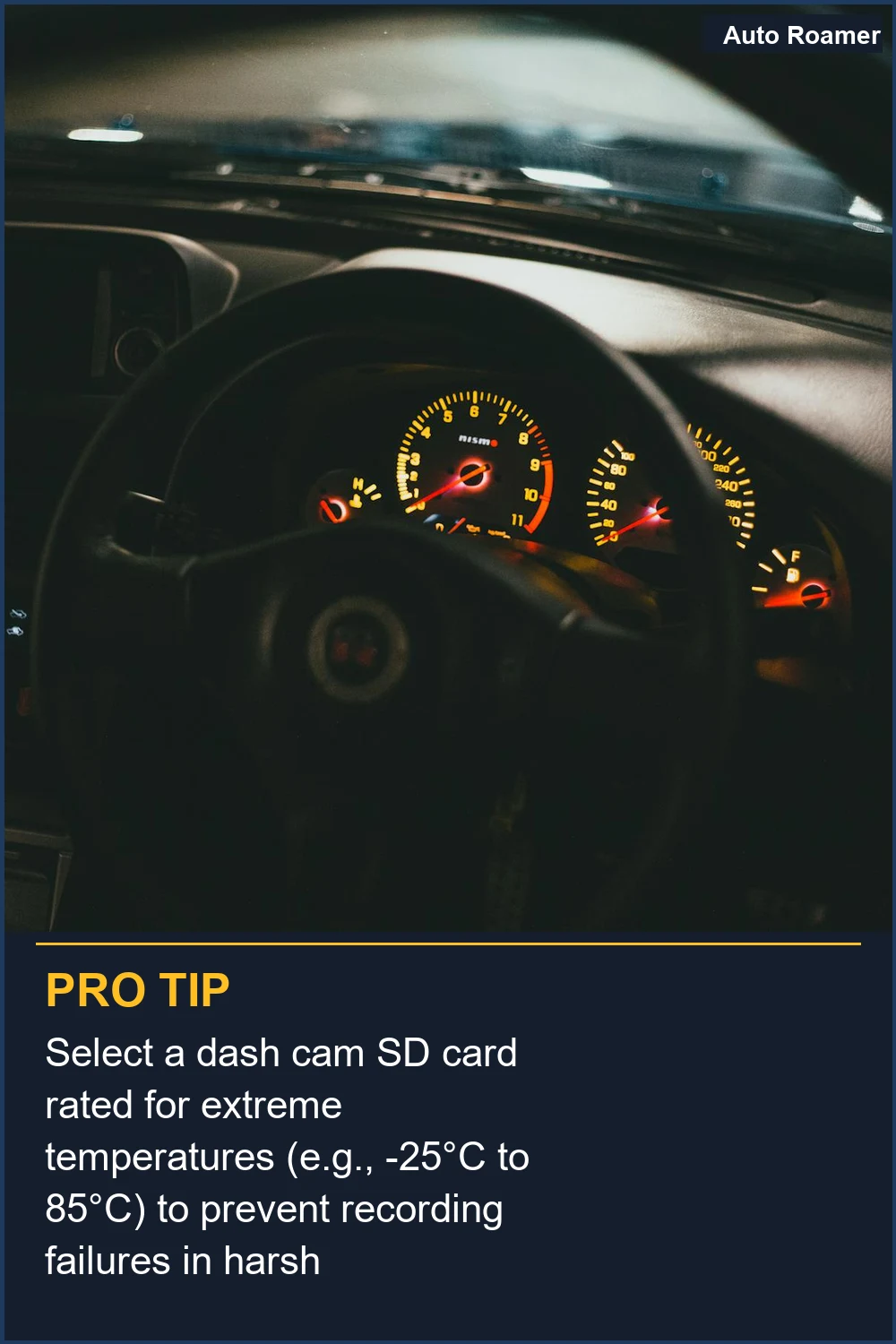 Select a dash cam SD card rated for extreme temperatures (e.g., -25°C to 85°C) to prevent recording failures in harsh conditions.