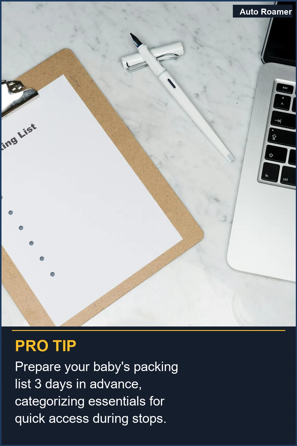 Prepare your baby's packing list 3 days in advance, categorizing essentials for quick access during stops.