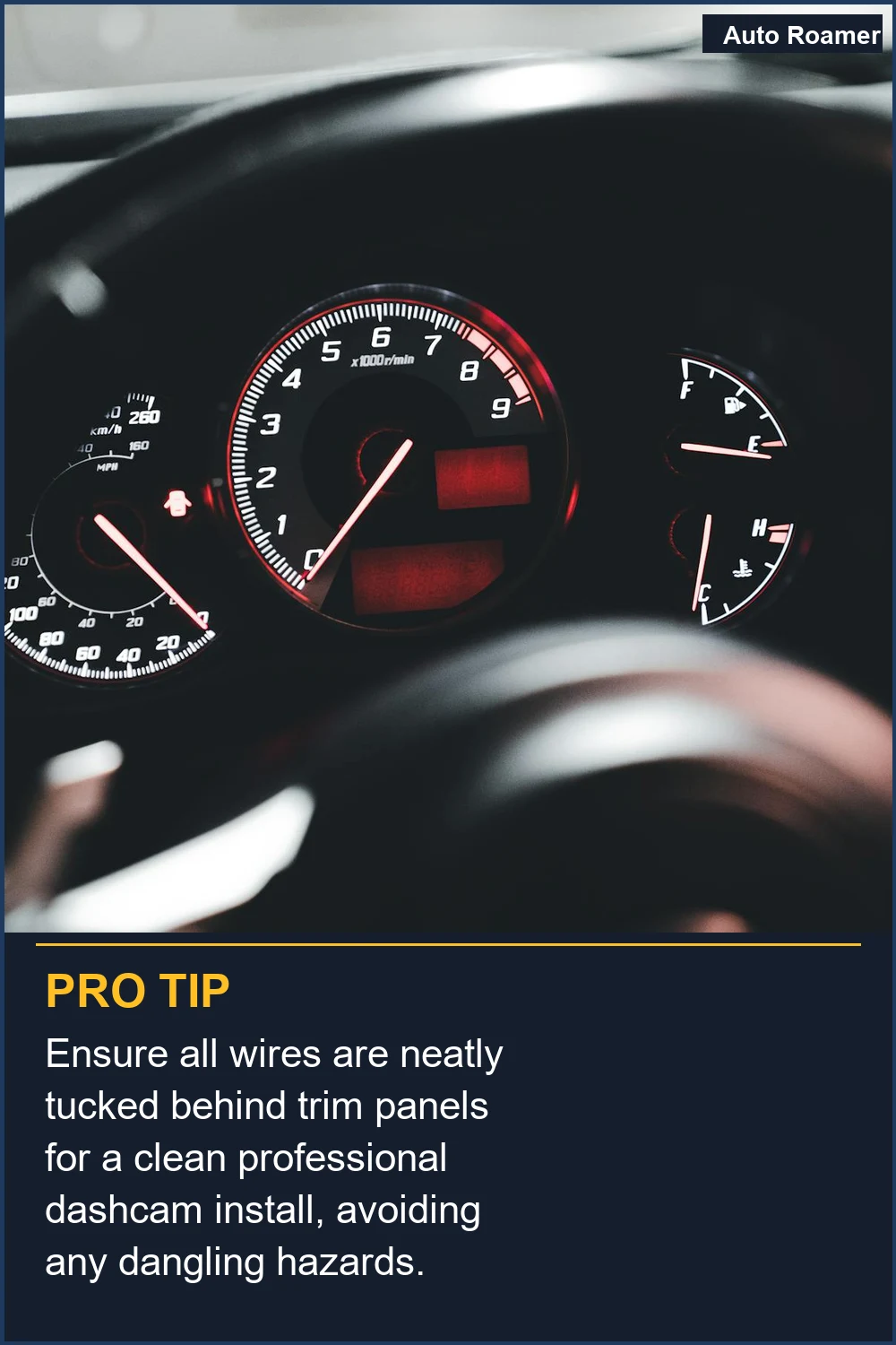 Ensure all wires are neatly tucked behind trim panels for a clean professional dashcam install, avoiding any dangling hazards.