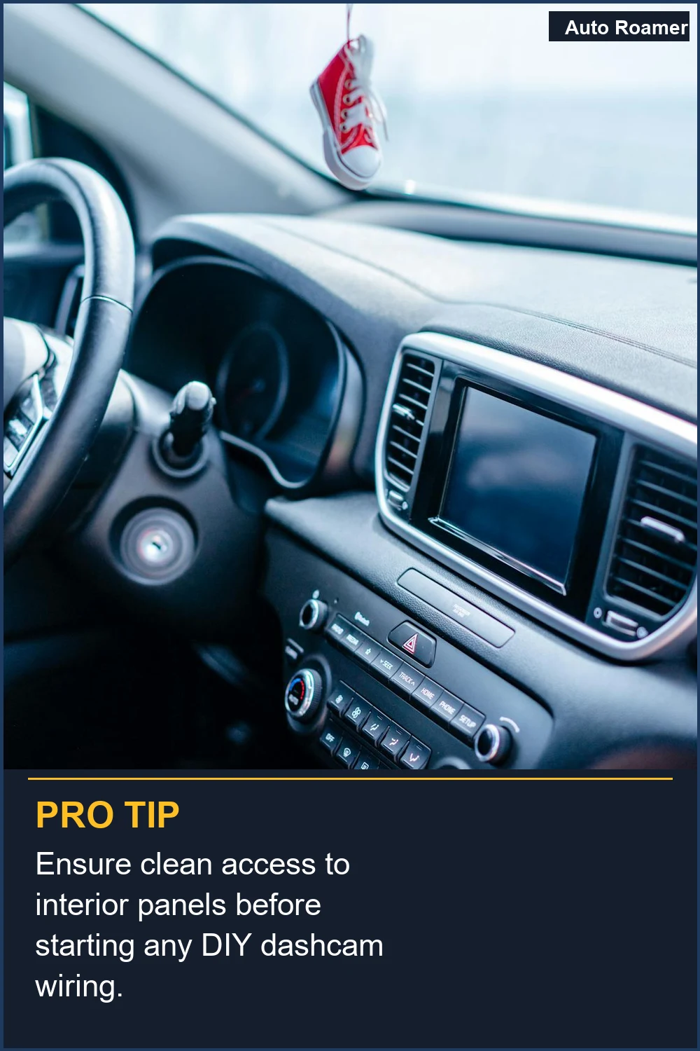 Ensure clean access to interior panels before starting any DIY dashcam wiring.