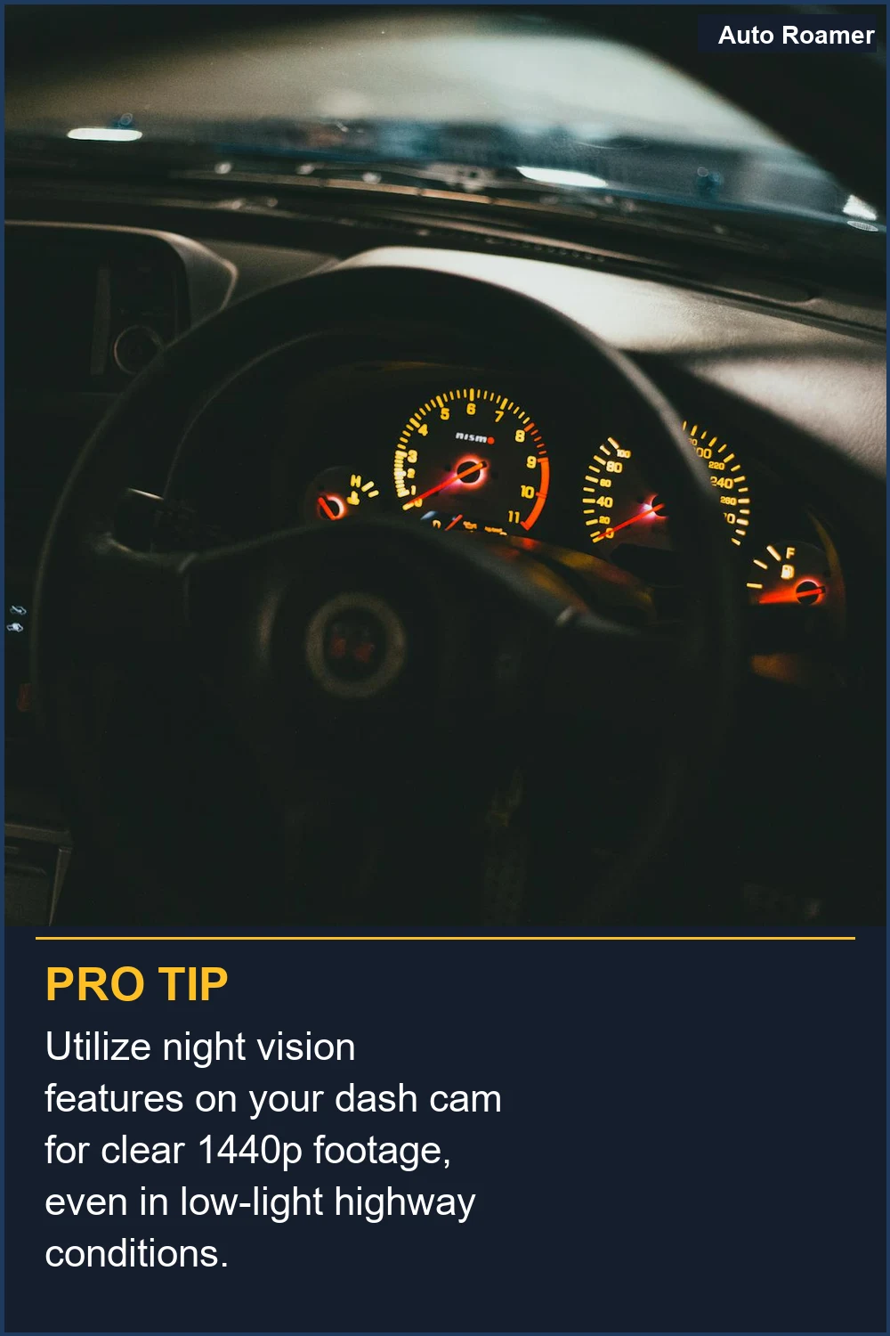 Utilize night vision features on your dash cam for clear 1440p footage, even in low-light highway conditions.