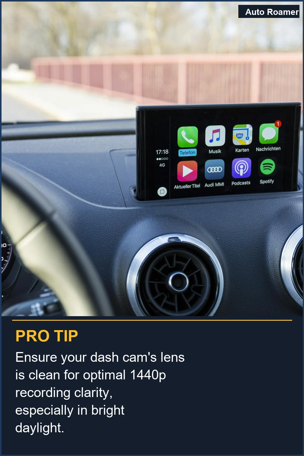 Ensure your dash cam's lens is clean for optimal 1440p recording clarity, especially in bright daylight.