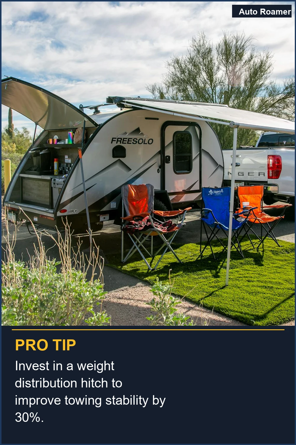 Invest in a weight distribution hitch to improve towing stability by 30%.