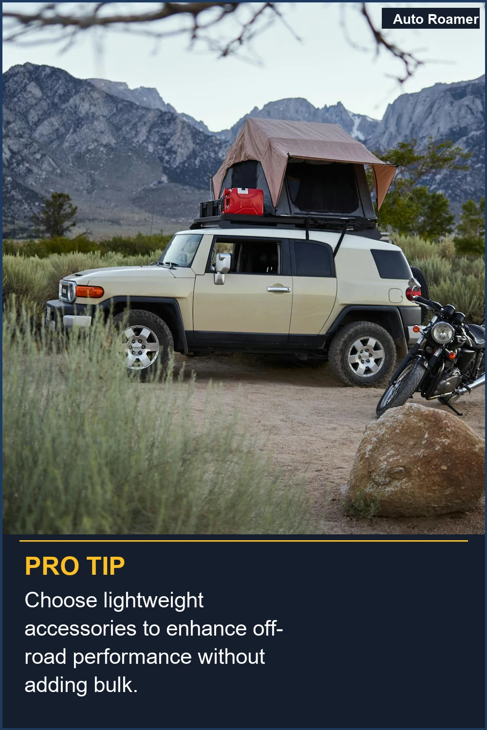 Choose lightweight accessories to enhance off-road performance without adding bulk.