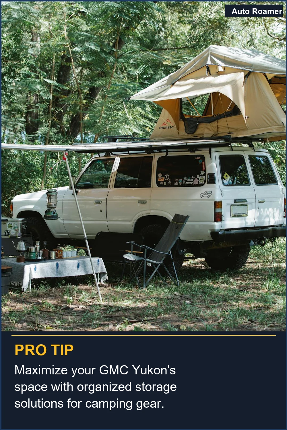 Maximize your GMC Yukon's space with organized storage solutions for camping gear.