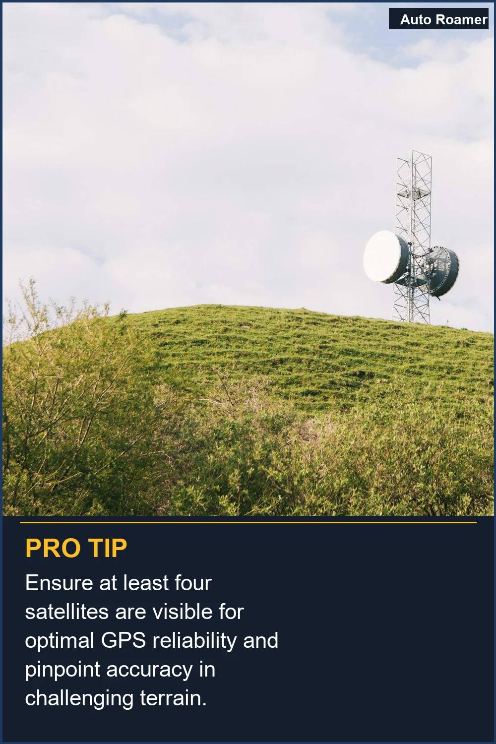 Ensure at least four satellites are visible for optimal GPS reliability and pinpoint accuracy in challenging terrain.